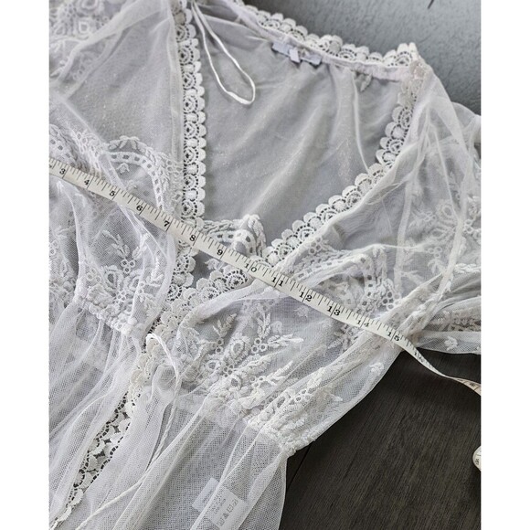 Blashe White Lace Kimono Swim Coverup Size S Tie Closure Bohemian Festival - Picture 4 of 8